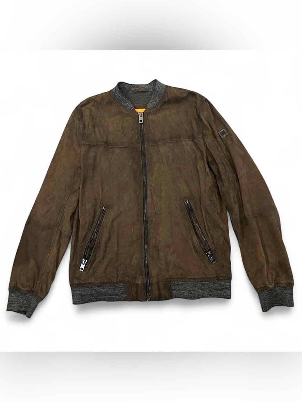 Men's HUGO BOSS ORANGE Brown Suede Bomber Jacket - Brand Unspecified